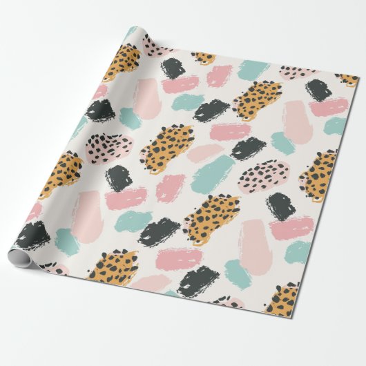 Papier Cadeau Douce Pastel Leopard Spots (Déroulé)