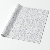 Papier Cadeau Douce Robe Blanche Bleu Floral Shower de Mariée (Déroulé)