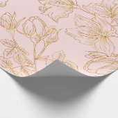 Papier Cadeau Doucement rose, avec les roses décrites par or (Coin)