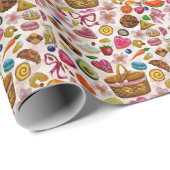 Papier Cadeau Douceurs de pâtisserie mignonnes (Coin rond)