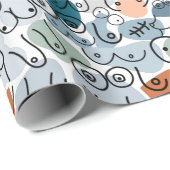 Papier Cadeau Douche bébé bleu (Coin rond)