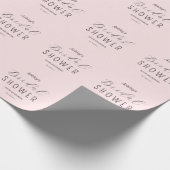 Papier Cadeau Douche de Mariée Rose Noir Chic Script (Coin)