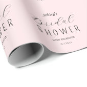 Papier Cadeau Douche de Mariée Rose Noir Chic Script (Coin rond)