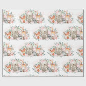 Papier Cadeau Douche florale rose d'anniversaire d'animaux de (Plat)