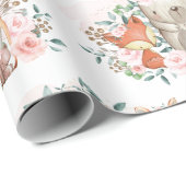 Papier Cadeau Douche florale rose d'anniversaire d'animaux de (Coin rond)