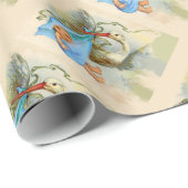 PAPIER CADEAU DOUCHE GARÇON BÉBÉ BLEU STORK (Coin rond)