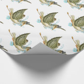 Papier Cadeau DOUCHE GARÇON STORK BÉBÉ, Blanc Bleu Turquoise (Coin)