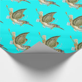 Papier Cadeau DOUCHE GARÇON STORK BÉBÉ, Blanc Bleu Turquoise (Coin)