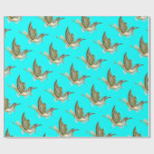 Papier Cadeau DOUCHE GARÇON STORK BÉBÉ, Blanc Bleu Turquoise (Plat)