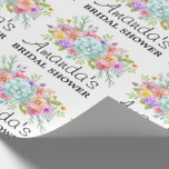 Papier Cadeau Douche nuptiale personnalisée Papier d'enveloppeme<br><div class="desc">Ajoutez une touche d'élégance et de charme personnel à vos cadeaux de douche nuptiale avec notre papier d'enveloppement floral rose Fête des mariées personnalisée. Ce papier d'emballage exquis est conçu pour célébrer l'occasion joyeuse d'une douche nuptiale, avec des motifs floraux délicats dans de belles nuances de rose qui exsument romance...</div>