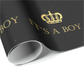 Papier Cadeau Douche royale de bébé de couronne d'or (Coin rond)