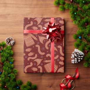 Papier Cadeau Douille de Noël moche Casquette Scarf Rouge Blanc