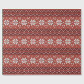 Papier Cadeau Douille de Noël moche Scandinave Knit Coeur rouge (Plat)