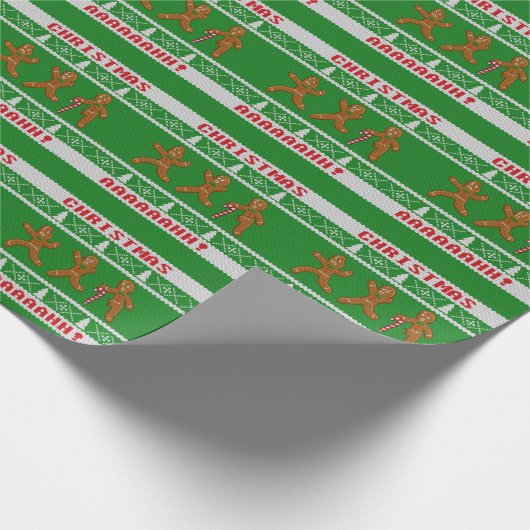 Papier Cadeau Doux de Noël moche Craignant Gingerbreadmen Vert (Coin)