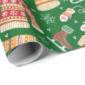 Papier Cadeau Doux de Noël moche Météo Vert hiver (Coin rond)