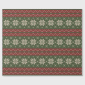 Papier Cadeau Doux de Noël moche Scandinave Knit rouge vert (Plat)