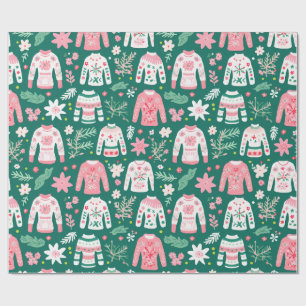 Papier Cadeau Doux doux rétro rose et vert amusant