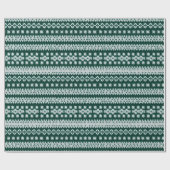 Papier Cadeau Doux moche Vert & Blanc Faux Knitted Snowflakes (Plat)