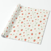 Papier Cadeau Doux Motif Fraise Mignon (Déroulé)