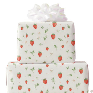 Papier Cadeau Doux Motif Fraise Mignon