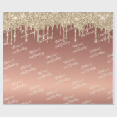 Papier Cadeau Doux Seizième Rose Gold Déchets d'anniversaire (Plat)