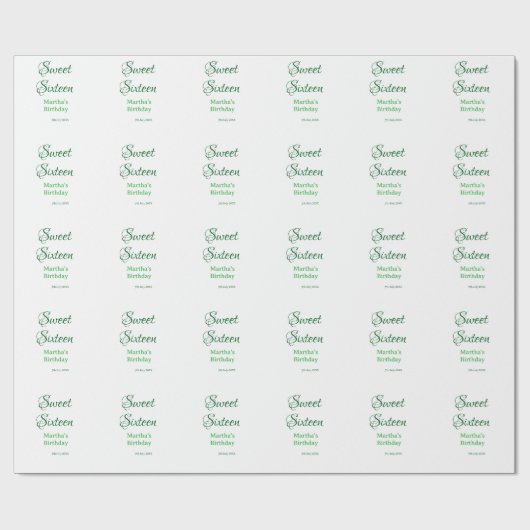 Papier Cadeau Douze ans sucrés nom date calligraphie boho rétro (Plat)