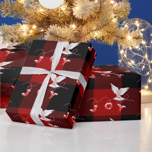 Papier Cadeau Dove Blanche Avec Ornament De Joie (Vacances)