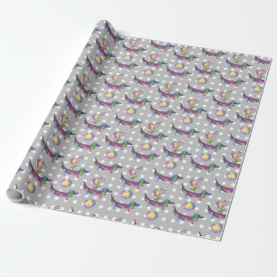 Papier Cadeau Doxie arc-en-ciel avec Fleurs