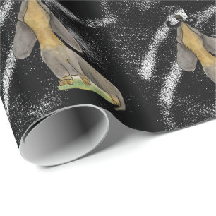 Papier Cadeau Doxie chien Mustache dachshund noir emballage cade