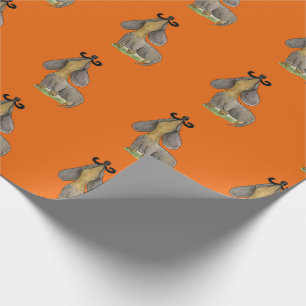 Papier Cadeau Doxie chien Mustache dachshund orange GiftWrap pap
