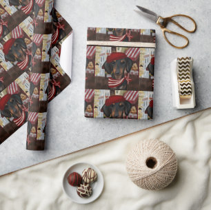 Papier Cadeau Doxie noir et feu