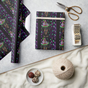 Papier Cadeau Doxie noir et feu