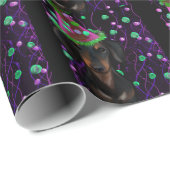 Papier Cadeau Doxie noir et feu (Coin rond)