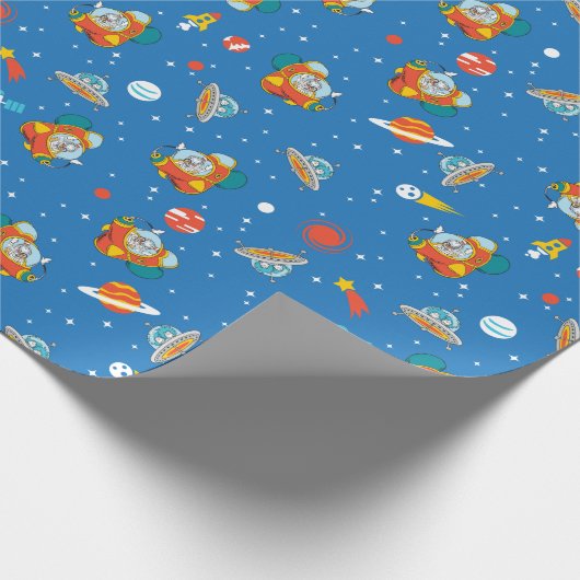 Papier Cadeau Dr Seuss | Chat dans le Motif spatial Casquette (Coin)