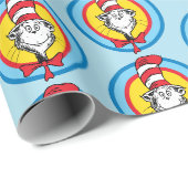 Papier Cadeau Dr. Seuss | Graphisme de tête de Chat dans le Chap (Coin rond)