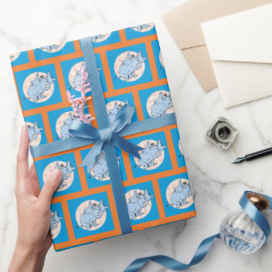 Papier Cadeau Dr. Seuss Horton Entend un Qui Points Orange