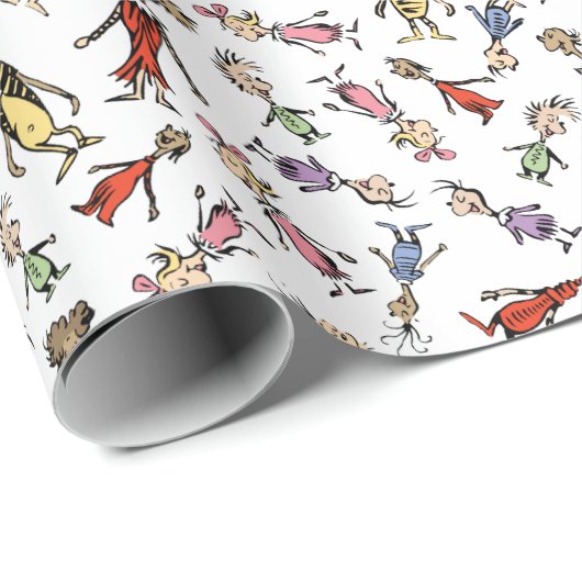 Papier Cadeau Dr. Seuss Whoville Characters Festive Pattern (Coin rond)