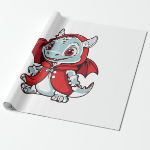 Papier Cadeau Dragon albinos en rouge