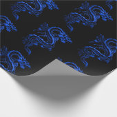 Papier Cadeau Dragon asiatique bleu (Coin)