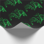 Papier Cadeau Dragon asiatique vert (Coin)