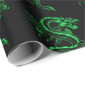 Papier Cadeau Dragon asiatique vert (Coin rond)