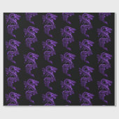 Papier Cadeau Dragon asiatique violet (Plat)