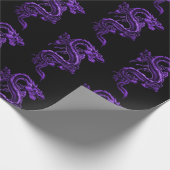 Papier Cadeau Dragon asiatique violet (Coin)
