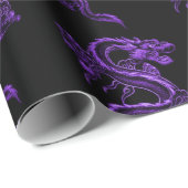 Papier Cadeau Dragon asiatique violet (Coin rond)