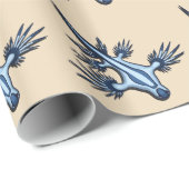 Papier Cadeau Dragon bleu Nudibranch (Coin rond)
