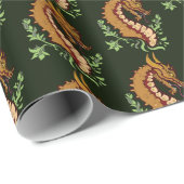 Papier Cadeau Dragon Brown stylisé (Coin rond)