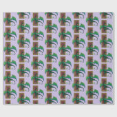 Papier Cadeau Dragon Celtique Vert Fantastique à Nœuds Violets (Plat)