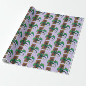 Papier Cadeau Dragon Celtique Vert Fantastique à Nœuds Violets (Déroulé)