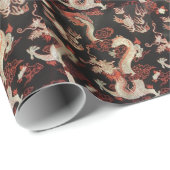 Papier Cadeau Dragon chinois (Coin rond)