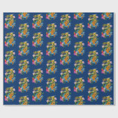 Papier Cadeau Dragon chinois vert Koi (Plat)